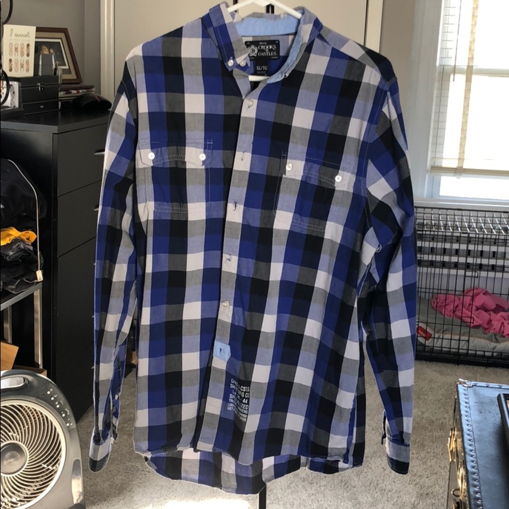 Crooks & Castles blue plaid shirt